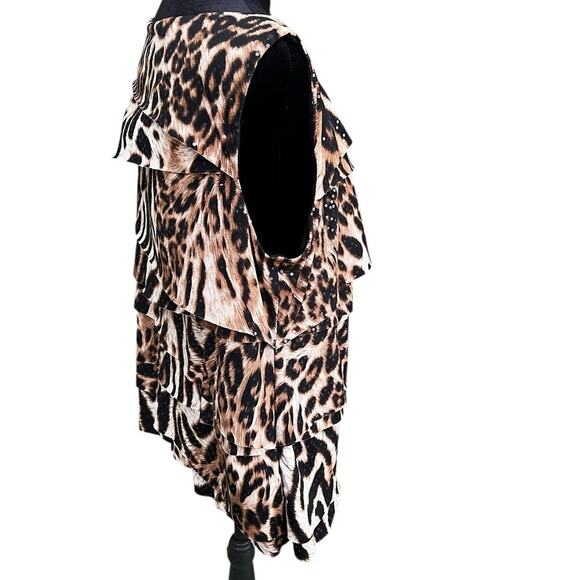Dressbarn Collection women’s size 1X cheetah print sleeveless cowl neckline top - Picture 2 of 10
